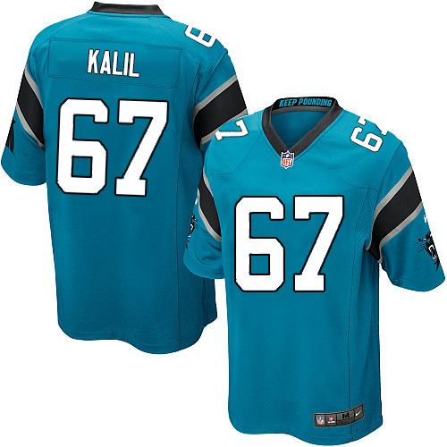 Nike Panthers #67 Ryan Kalil Blue Alternate Youth Stitched NFL Elite Jersey - Click Image to Close